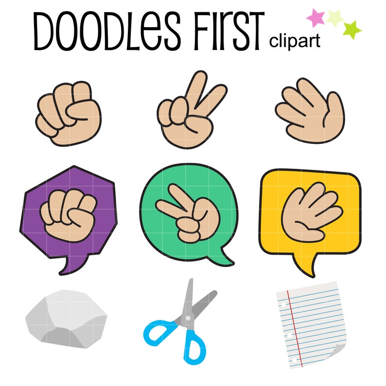 Rock Paper Scissors Digital Clip Art For Scrapbooking Card Etsy
