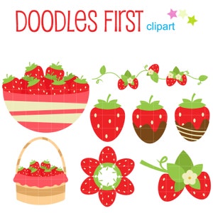 Fraises pour toujours Clip Art numérique pour Scrapbooking fabrication de cartes Cupcake Toppers papier artisanat