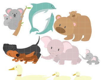 Mom and Baby Animals Clipart: Scrapbooking & Card Making (Digital Clip Art)