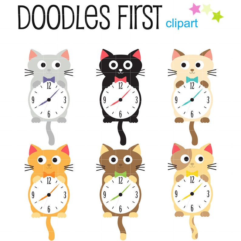 Kitty Clocks Digital Clip Art for Scrapbooking Card Making Etsy