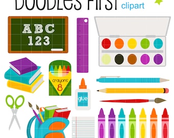 School Supplies Back to School Materials Digital Clipart for Scrapbooking, Cricut Files, Sublimation, Card Sticker Making, SVG, PNG, jpg