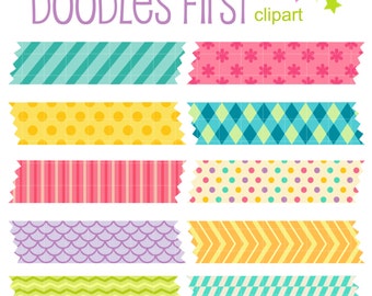 Washi Tape Clipart: Colorful Scrapbook Stickers (SVG, PNG, JPG)