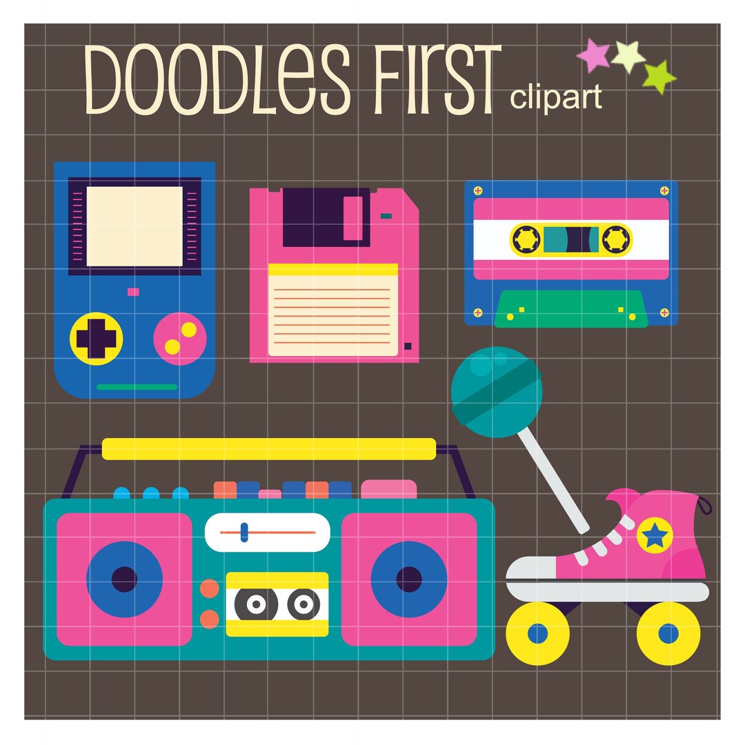 80's Retro Collection Digital Clip Art for Scrapbooking Card Making ...
