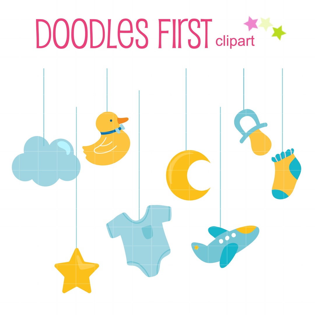 Cute Hanging Baby Toys Digital Clip Art for Scrapbooking Card Making