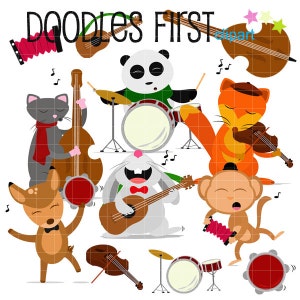 Clip-art digital de banda de animais para scrapbooking, diário, arquivos Cricut Cut, sublimação, confecção de cartões, artesãos, artesanato em papel, SVG, PNG, jpg