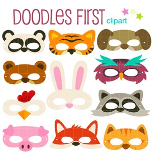 Tier Party Maske digitale Clipart für Scrapbooking, Cricut Cut Dateien, Sublimation, Card Making, Crafters, Paper Crafts, SVG, PNG, jpg