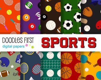 Sports Digital Paper Pack Includes 10 for Scrapbooking Paper Crafts