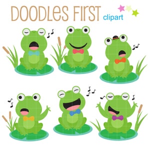 Grenouilles chantantes Clip Art pour Scrapbooking, Cricut Cut Files, Sublimation, Fabrication de cartes et d’autocollants, Artisanat en papier, SVG, PNG, jpg