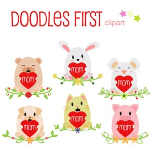Mamas Tag -Baby Tiere Digitale Clip Art für Scrapbooking Kartenherstellung Cupcake Topper Papiermodelle
