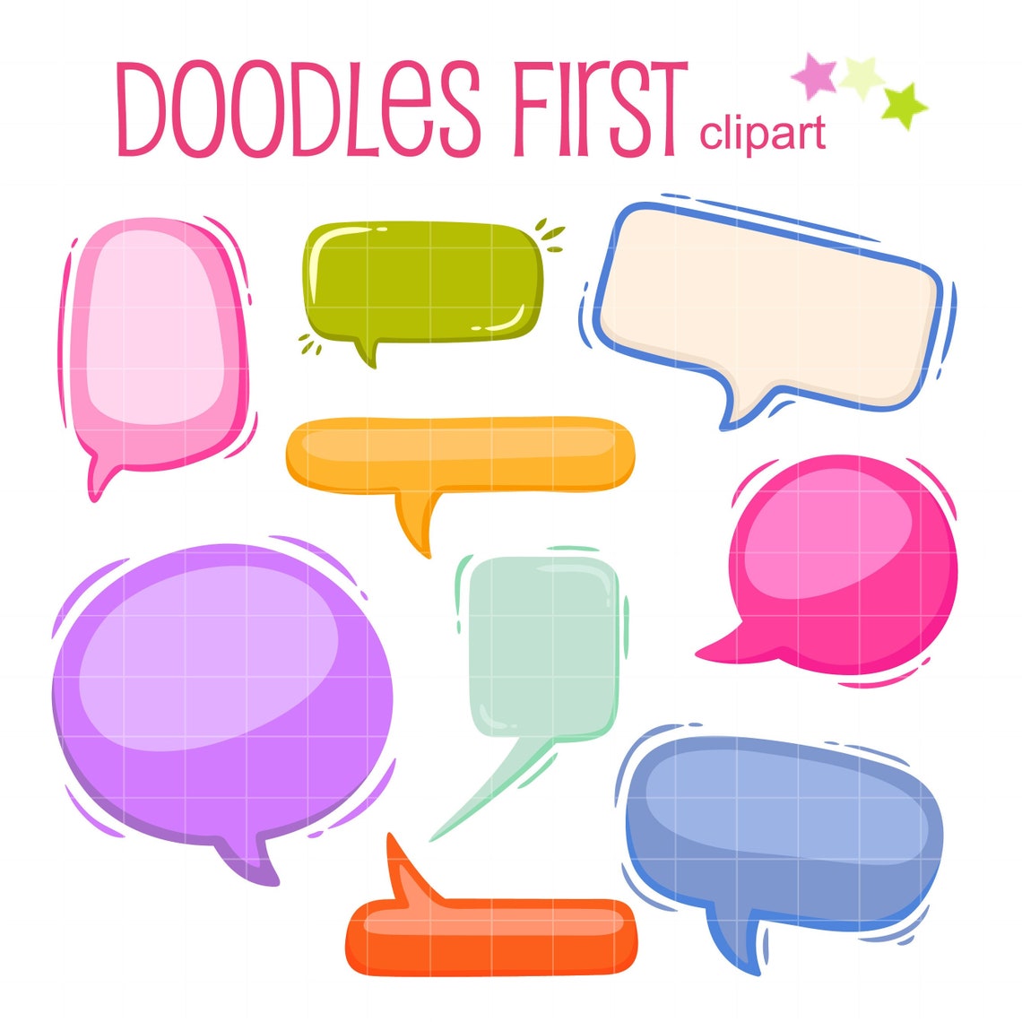 Colorful Cartoon Bubble Notes Digital Clip Art for - Etsy UK