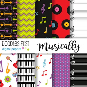 Paquete de Papel Musicalmente Digital Incluye 10 para Manualidades de Papel Scrapbooking, Sublimación, Papeles Digitales, Fondos, Imprimibles
