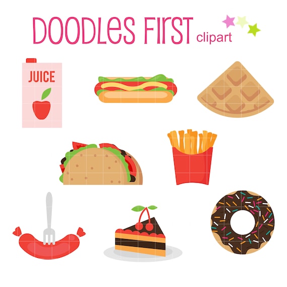 Yummy Snack Food Clip Art for Scrapbooking Card Making Cupcake Toppers  Paper Crafts 