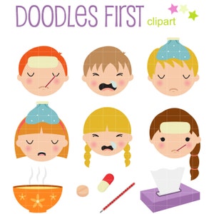 Kinder Sick Day ClipArt für Scrapbooking, Cricut Cut Dateien, Sublimation, Karten & Aufkleber machen, Papier Handwerk, Crafters, SVG, PNG, jpg