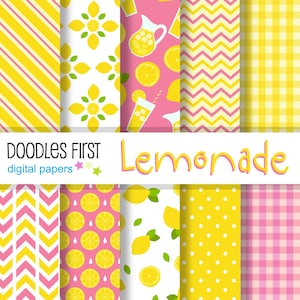 Lemonade Digital Paper Pack Includes 10 for Scrapbooking Paper Crafts