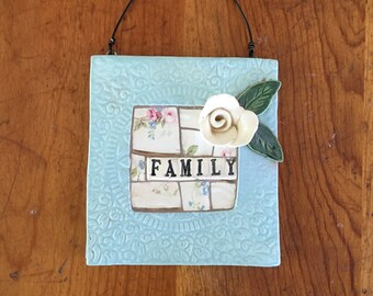 Blue Mosaic Family wall hanging