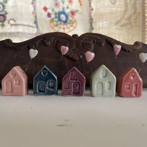 Tiny ceramic house, miniature, heart