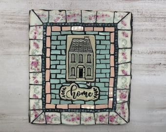 Adorable mosaic with Home tile,wall hanging, new home, realtor gift, new couple gift