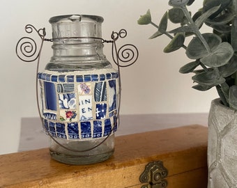 Mosaic bottle/sprig vase/cottage decor wall hanging