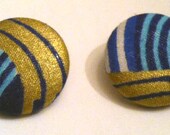 Blue/Gold Button Earrings