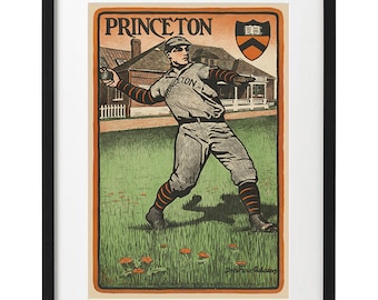 Princeton Baseball Player 1903 Poster Art Print Vintage