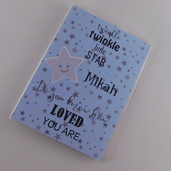 Twinkle Twinkle Little Star Baby Boy Photo Album 4x6 or 5x7 Picture Personalized Shower Birthday Gift Grandmas Brag Book 054
