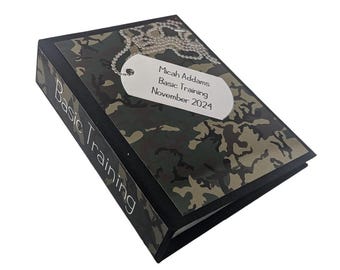 Camouflage Photo Album; Military, Army, Marines, Camo Hardcover Linen Book, Personalized Name D#144