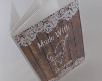 Recipe Card Book wedding gift bridal shower Kitchen advice card personalized Rustic recipe album 4x6 or 5x7 375 Printed not real wood