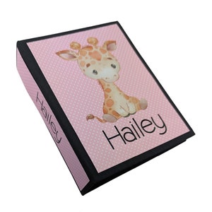 Baby Photo Album CHOOSE ANIMAL Newborn Girl 4x6 5x7 Picture Jungle Woodland Farm Animal Personalized Name Shower Gift Pink Polka Dot D#123