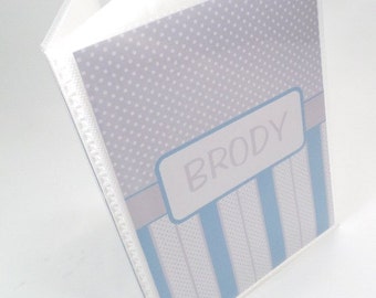 Baby Photo Album Boy Photo Album Personalized Photo Album Baby Shower Gift Grandmas Brag Book Blue gray polka dot 4x6 or 5x7 picture 227