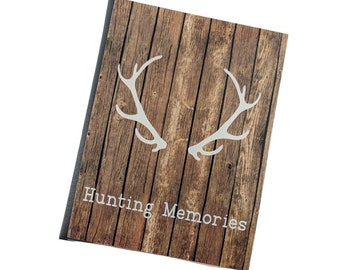 Hunting Photo Album Deer Antler Personalized Name 4x6 or 5x7 Rustic Camping PRINTED Wood Image D#532