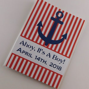 Baby Shower Advice Card Organizer Photo Album 4x6 or 5x7 Red Stripe Nautical Ahoy Navy Anchor Personalized Boy Baby Photo Album 868 image 1