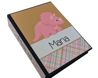 Dinosaur Photo Album: Baby Girl Shower Gift Personalized Name 4x6 Pictures D#187