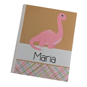 Dinosaur Photo Album Dino 4x6 or 5x7 Picture Baby Girl Brachiosaurus Triceratops W#187 Birthday Party Shower Gift Personalized Name