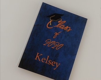Graduate Gift Graduation Photo Album High School 4x6 5x7 Pictures Personalized Scrapbook Class of 2020 Navy Orange 134