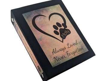 Dog Pet Loss Photo Album Dog Memorial Cat Loss 5x7 or 4x6 Picture Personalized with Name Heart and Paw Death Memory D#148