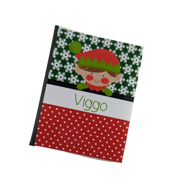 Christmas Photo Album Elf Personalized Holiday Gift Baby Boy Girl Child Red Green 4x6 or 5x7 Pictures D#816