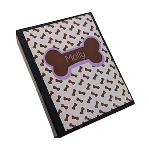 Dog Photo Album Puppy Personalized Gift with Name Bone Pet Owner Scrapbook Present Memory Memorial Loss Death 4x6 or 5x7 Pictures IA#025