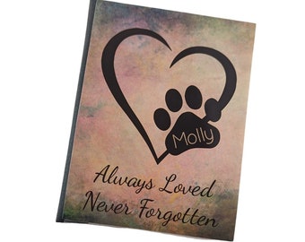 Dog Photo Album Memorial Keepsake Personalized with Name Paw Print Cat Puppy Kitten Memory Pet Loss Death 4x6 or 5x7 picture D#148