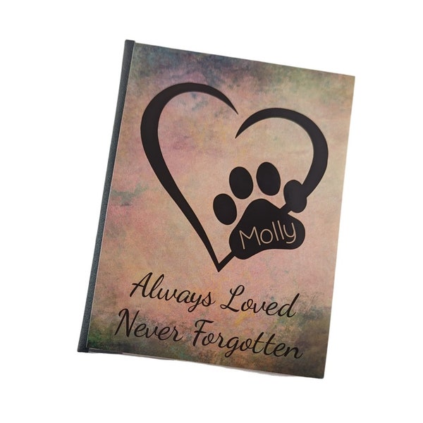 Dog Photo Album Memorial Keepsake Personalized with Name Paw Print Cat Puppy Kitten Memory Pet Loss Death 4x6 or 5x7 picture D#148