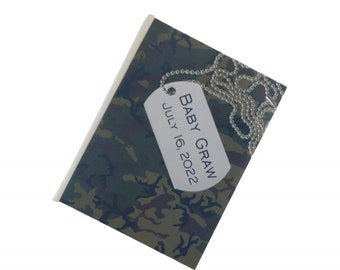 Camouflage photo album Personalized Dog tag Camo Army Navy Marine National Guard Baby Gift Camoflauge Boy Girl 4x6 5x7 Picture Book 779