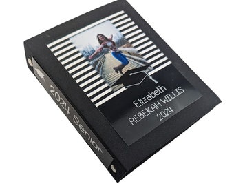 Photo Album Graduation 4x6 or 5x7 Pictures Personalized Senior Class of 2024 Black Stripes Graduate Cap Gift D#322