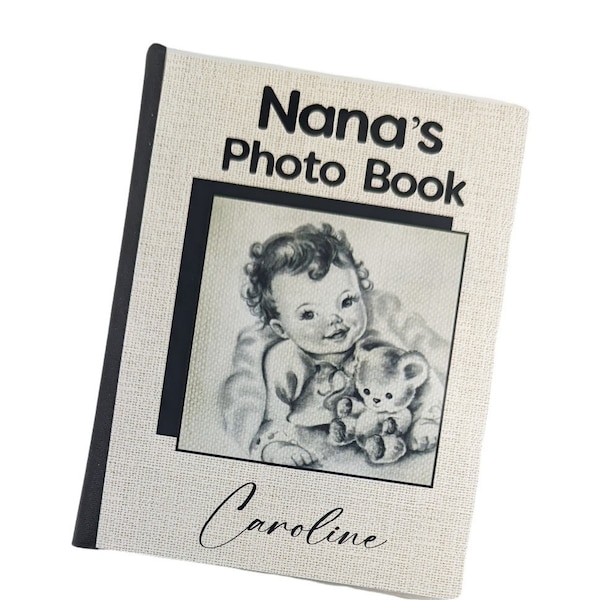 Grandma's Photo Album Baby Boy Girl Brag Book Personalized Gift Newborn 4x6 or 5x7 picture Vintage Retro D#255