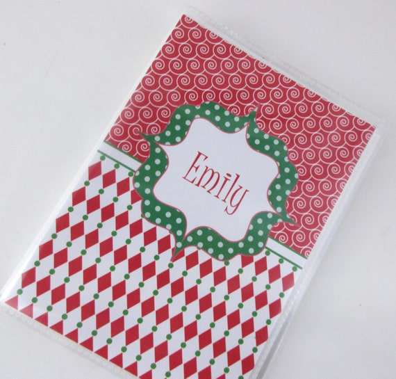 Photo Album Christmas Baby Girl Boy Personalized Grandmas Brag Book 4x6 or  5x7 Picture Red Green Argyle 582 