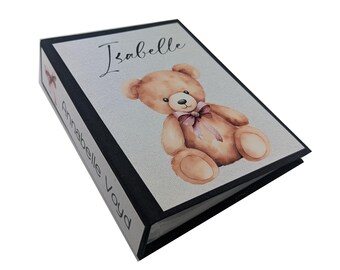 Teddy Bear Photo Album Boy Girl Personalized Baby Gift Shower Pregnancy Newborn Pink Blue 4x6 Pictures D#007