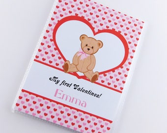 Photo Album 4x6 or 5x7 Pictures Baby Girl My 1st Valentine's Day Gift Photo Album Teddy Bear Present Pink Red Heart 824