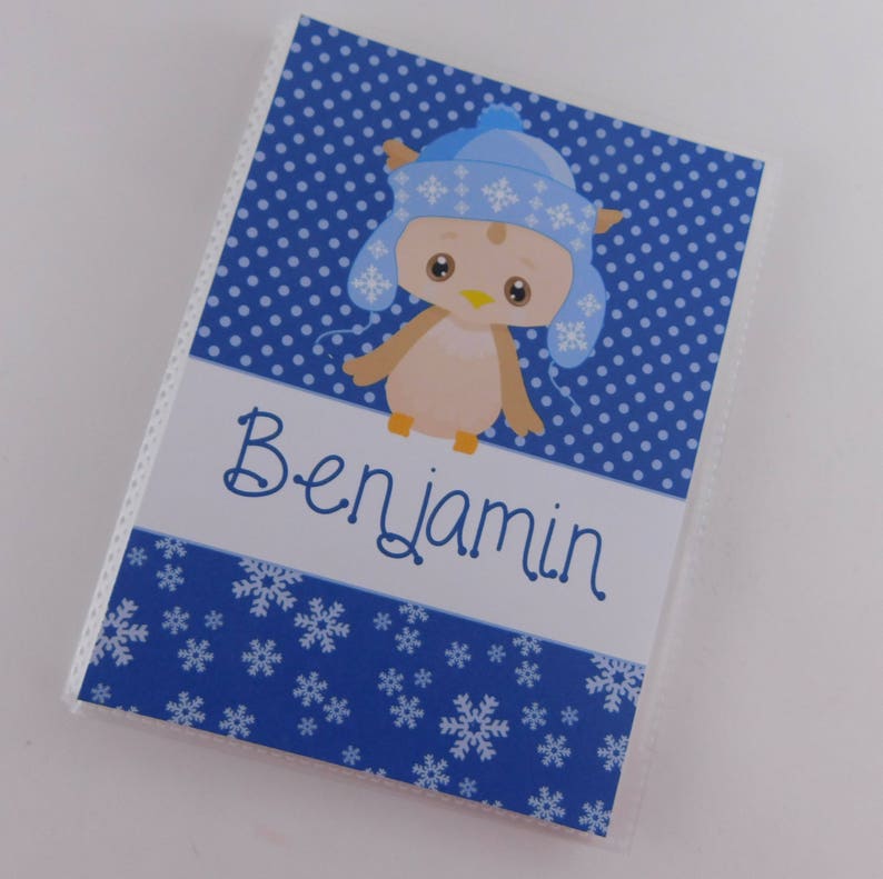 Christmas Photo Album Penguin Blue Recipe Card Book Baby Boy Holiday gift personalized 4x6 or 5x7 picture My First Christmas Custom 692