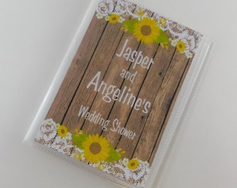 Wedding Photo Album Sunflower PRINTED Wood Lace Rustic Personalized Brag book Bridal Shower Gift Engagement Anniversary 4x6 5x7 picture 919