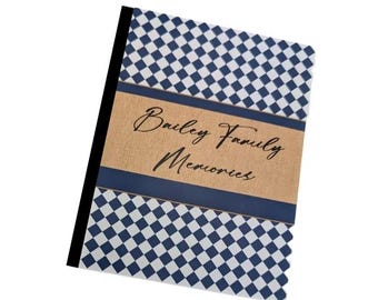 Photo Album Grandma Brag Book Personalized Name 4x6 or 5x7 Pictures Baby Shower Boy Navy Argyle Family Memories  D#021