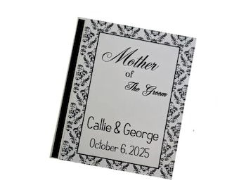 Personalized Wedding Photo Album: Black Damask, 4x6 or 5x7 Pictures D#212