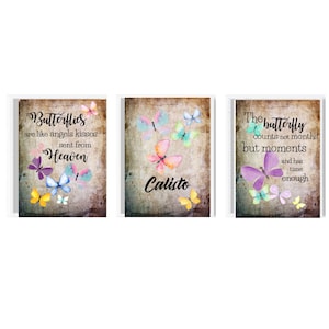 Butterfly Canvas Print - Baby Girl Nursery Wall Sign - Personalized Room Décor - Baby Shower Gift - Name Art Butterfly Poem Quote D#035